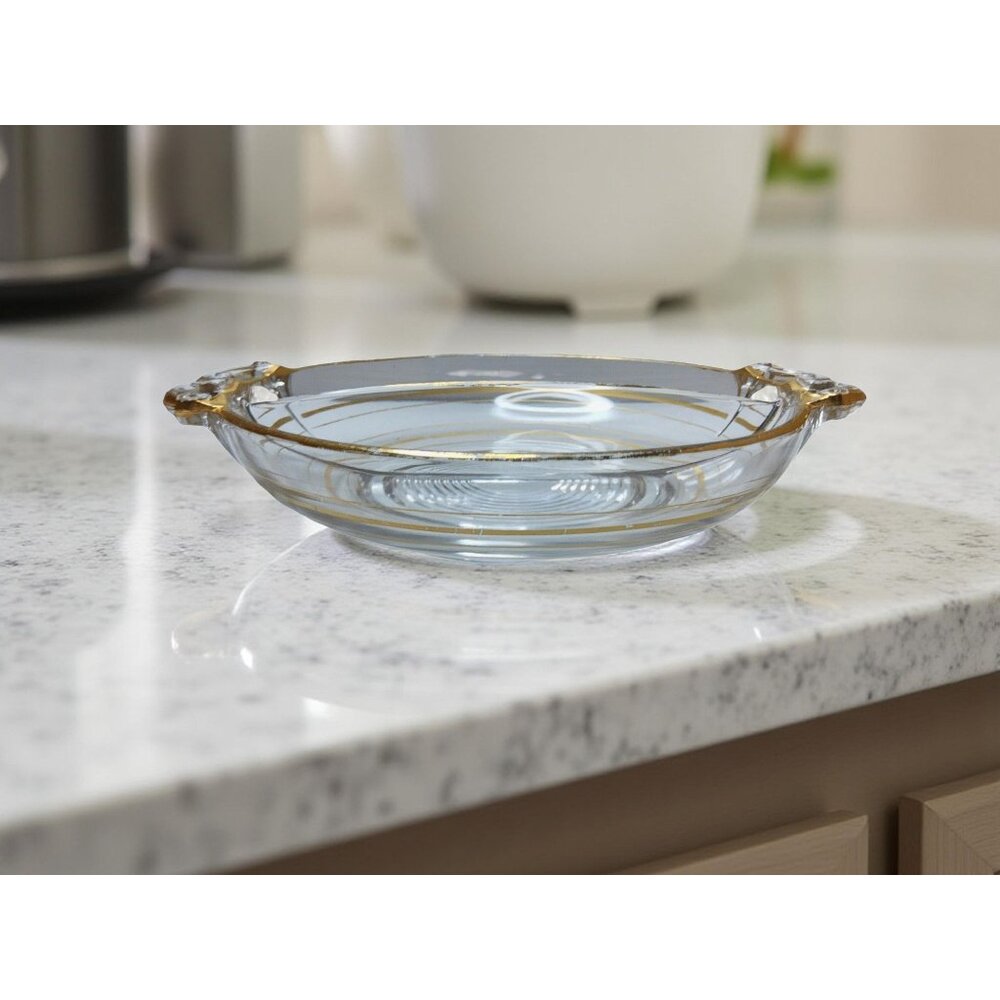 Vintage 1950s Glass With Gold Trim Divided Dish